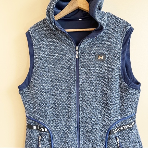 IRIE WASH Navy Full Zip Vest with Hood Size 42 - Picture 2 of 8